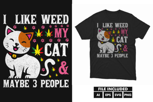 Cat Cannabis Weed T-Shirt SVG Fil