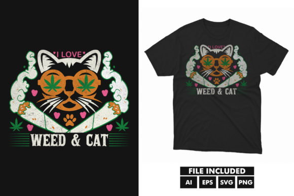 Cat Cannabis Weed T-Shirt SVG File