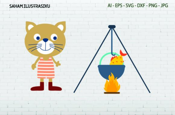 Cat Cooking Fish Results Fishing Svg
