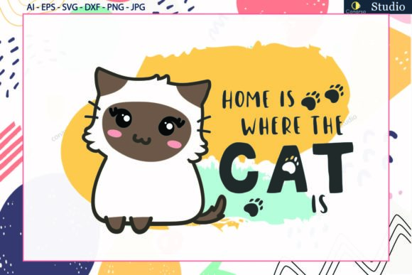 Cat Cute Quote, Background Watercolor Svg