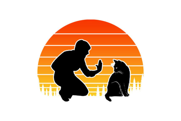 Cat Dad Retro Sunset PNG SVG