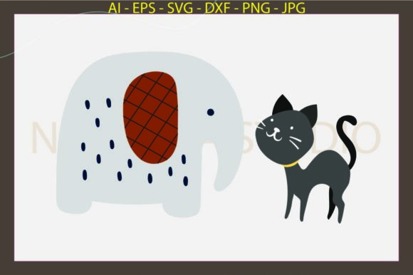 Cat Elephant Animals Boho Style Svg
