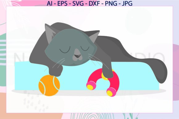 Cat Falls Asleep While Playing Svg