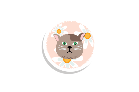 Cat Head Brown Stickers Svg