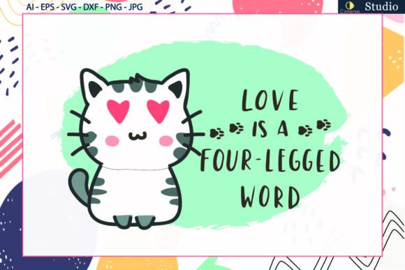 Cat Love Heart - Animals - Quote Svg