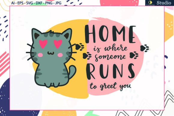 Cat Love Quote, Background Watercolor Svg