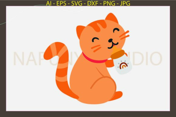 Cat Milk Bottle Boho Style Svg