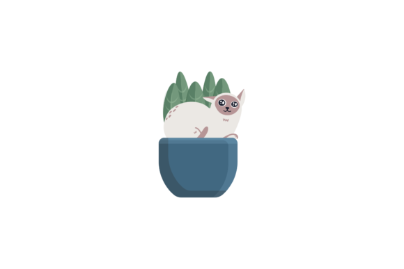 Cat on Cactus Pot Floral Svg