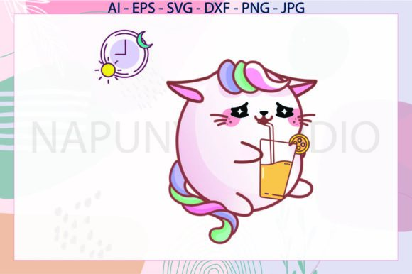 Cat Orange Juice Unicorn Svg