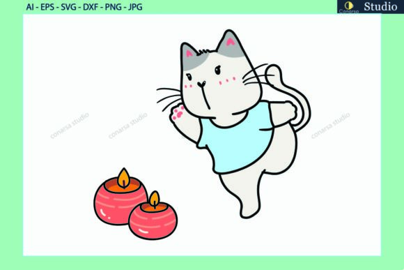 Cat Pet Pose Yoga Candle Svg
