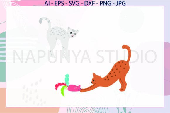 Cat Playing Mouse Toys Svg