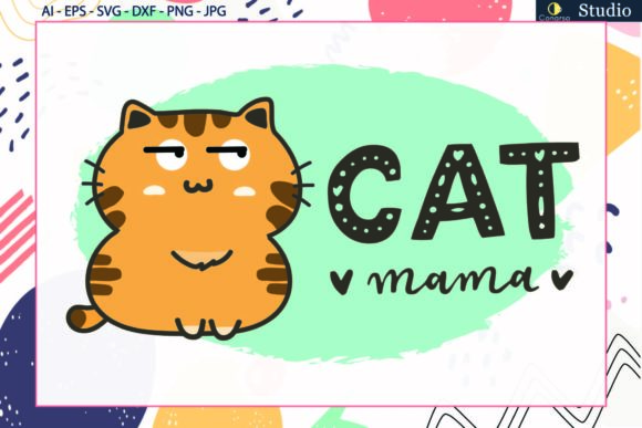 Cat Quote Mom, Background Watercolor Svg