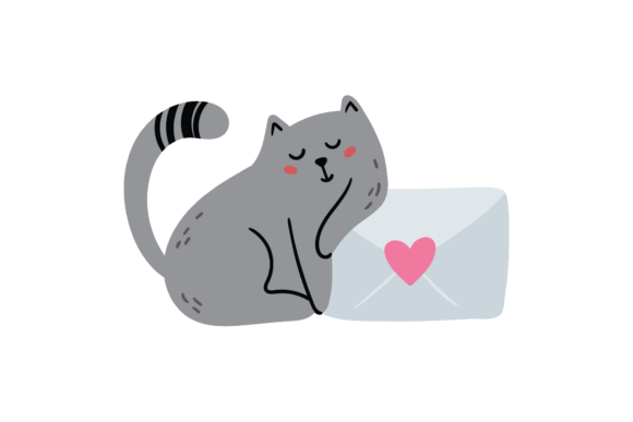 Cat Relax Potted Envelope Svg