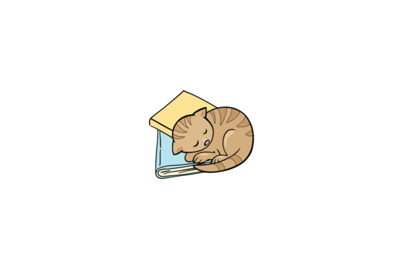 Cat Sleep in the Book Svg