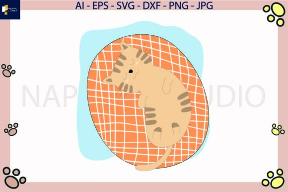 Cat Sleep Pillow Circle Svg