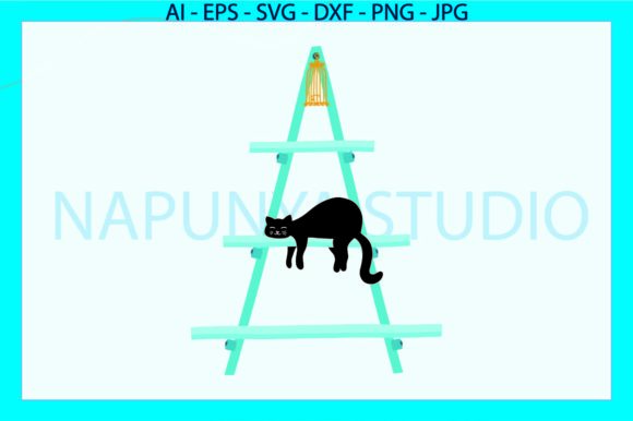 Cat Sleep Plant Rack Svg