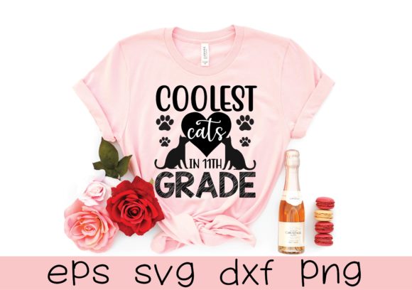 Coolest Cat in 11th Grade Svg Design