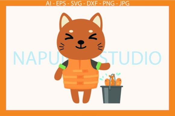 Fishing Cat, Fishing in the Bucket SVG