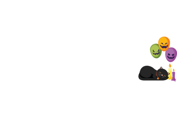Halloween Cat Black Ghost and Balloon SVG