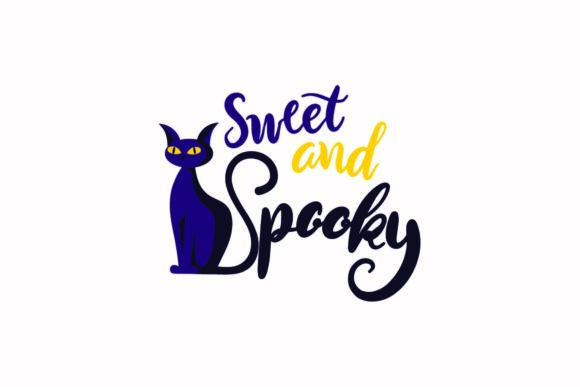 Halloween Cat Ghost Lettering Spooky