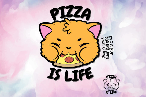 Pizza is Life with Kawaii Cat