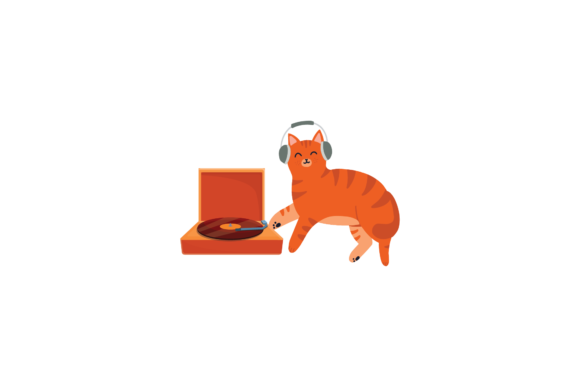 School Cat Learning to Play Music Svg