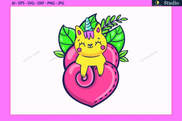 Unicorn, Cat, Heart Floral Leaf SVG